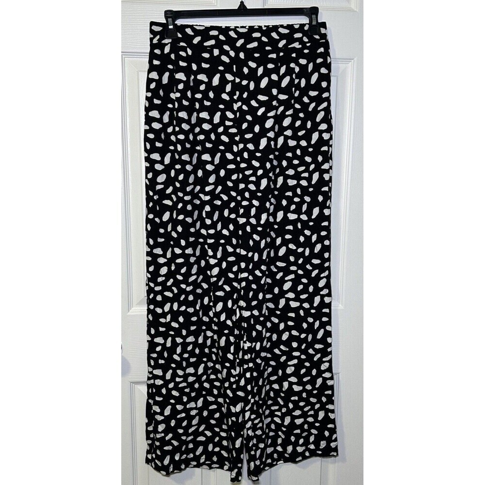 Milk & Honey Women’s Pull On Light Weight Wide Leg Pants Black/White Size Large